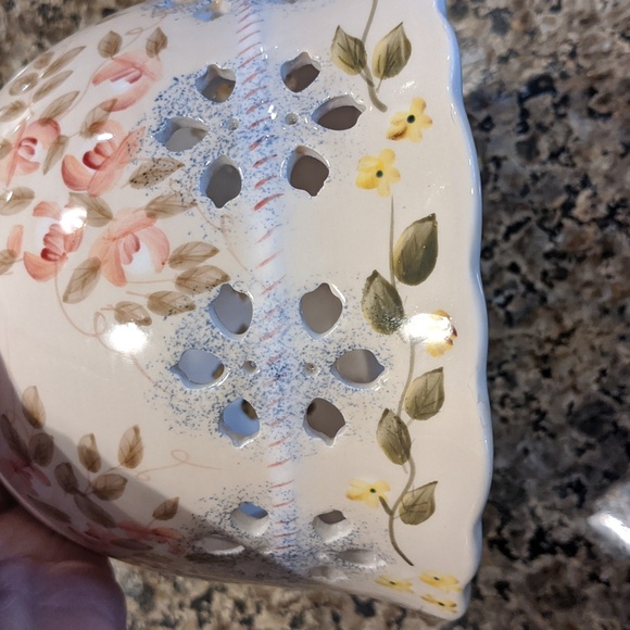 Candle Topper Home Interior 6" Shade Spring Floral Shade Cutouts Ceramic Decor - Picture 3 of 5